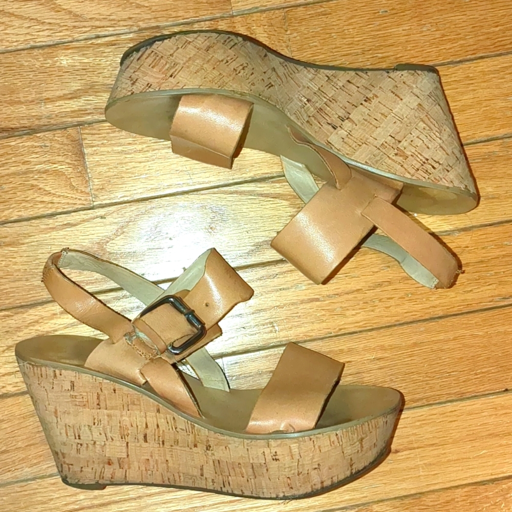 Marc Fisher leather cork wedge sandals